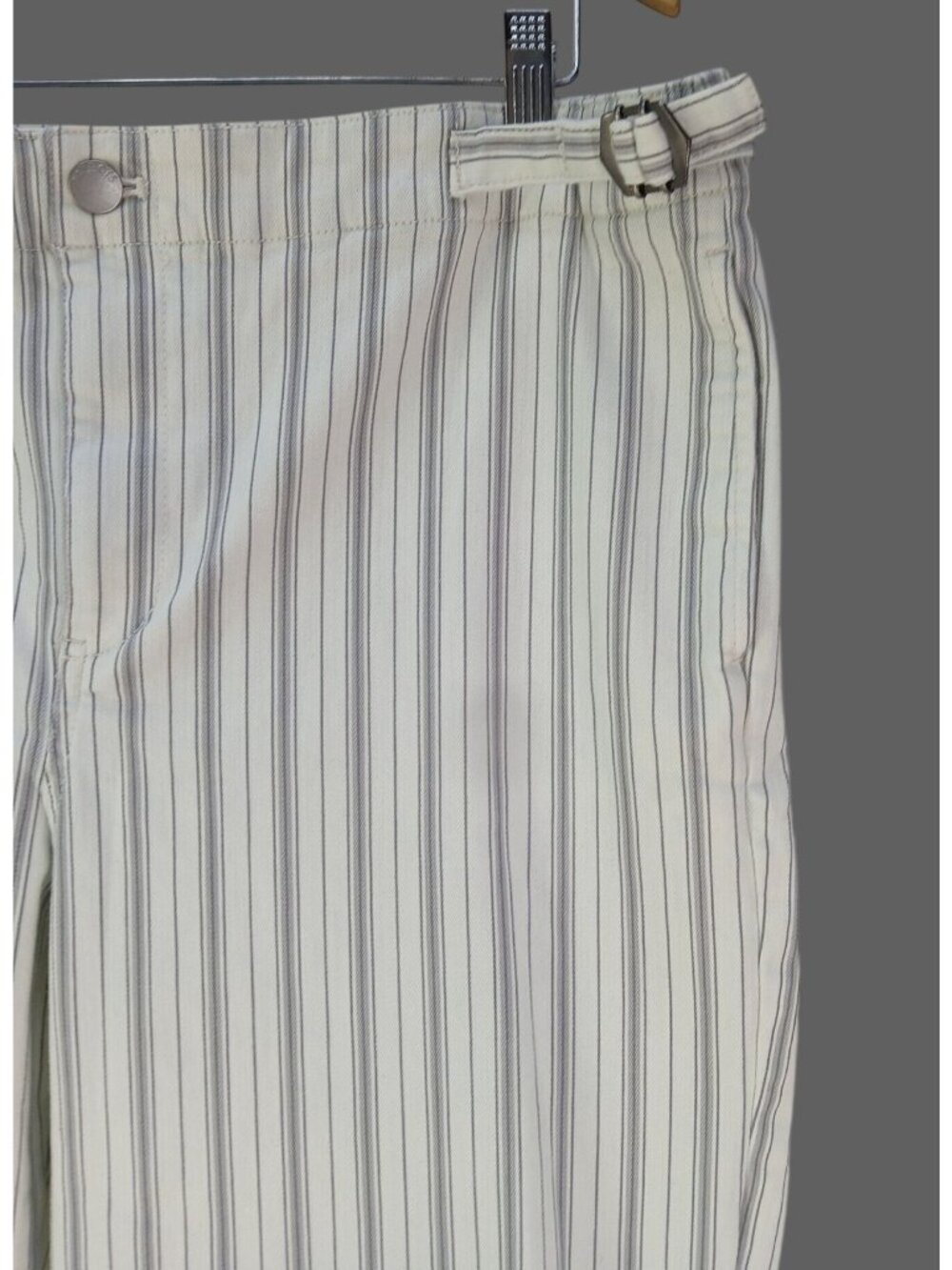 Talbots Womens Striped Capri Pants Size 14 Waist Tab Straight Ankle Jeans Hillsi - Picture 9 of 13